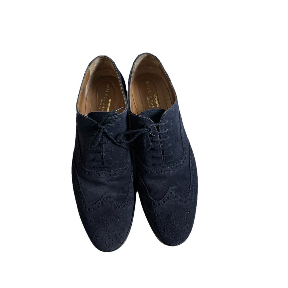 Gravati for Wilkes Bashford Men's Navy Blue Suede Oxford Shoes Size 12 1/2 W